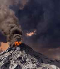 Example volcano, not as bad as Yellowstone would be